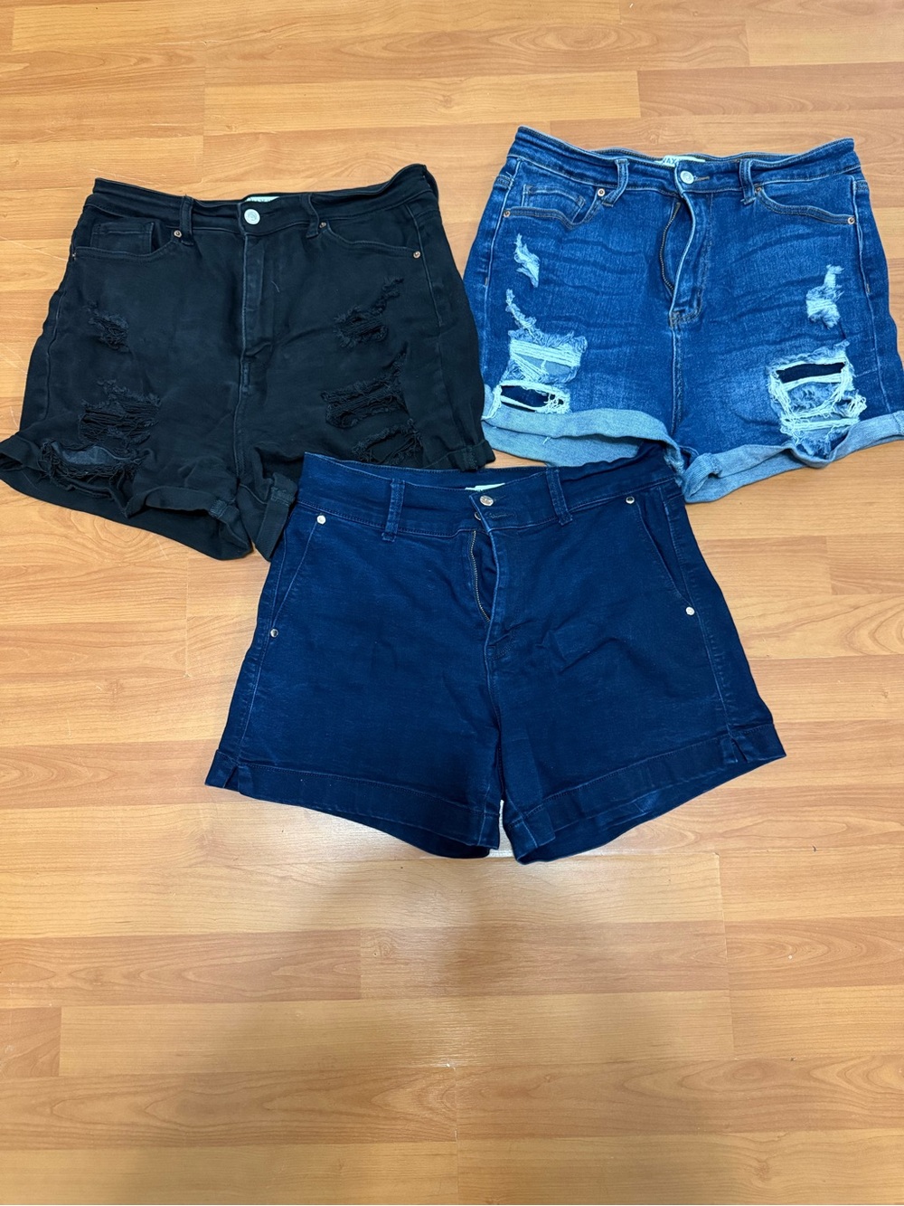 Women's Black Distressed Denim Shorts - Classic Casual